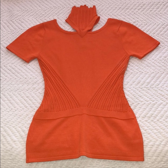 Authentic Gianni Versace Orange Top SZ 40 S - Picture 7 of 8